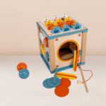 Cubo de Actividades Montessori de Madera Chica Pesca y Reloj